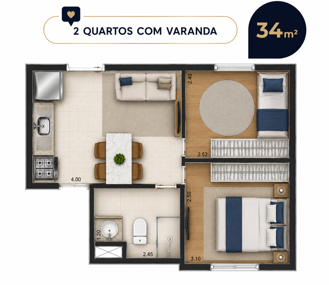 Planta 34m²